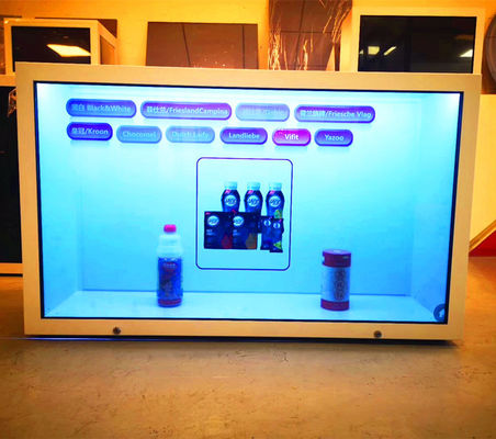 중국 32 인치 정기적의 투명한 LCD 스크린 전시 상자 자동 재시작 및 폐쇄 협력 업체